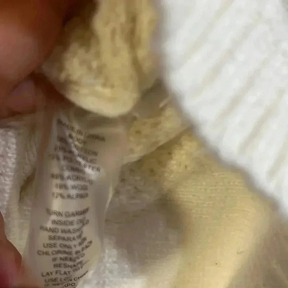 [XXL] Vince Camuto Rolled Neck Cream/White Geometric  Fringe Pullover Sweater - Picture 8 of 8